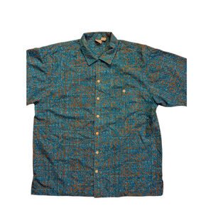 Vintage OP Pixel Button Down Shirt Blue Medium 80s 90s
